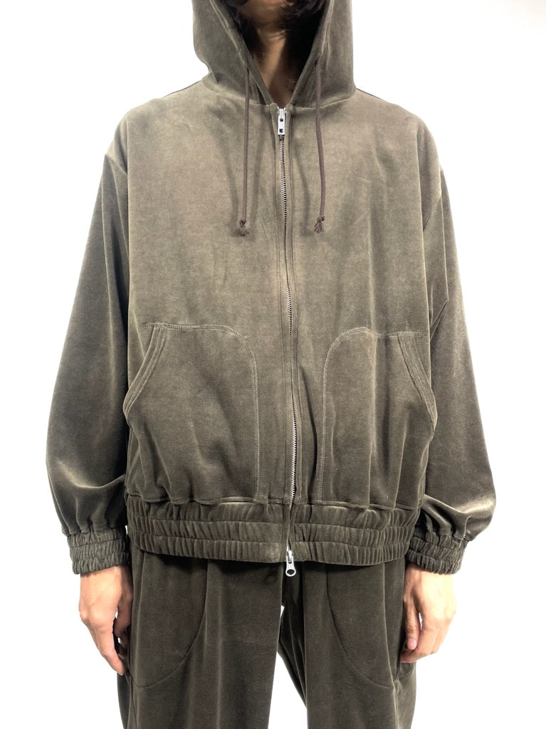 VELOUR ZIP HOODIE【A96】DK BROWN