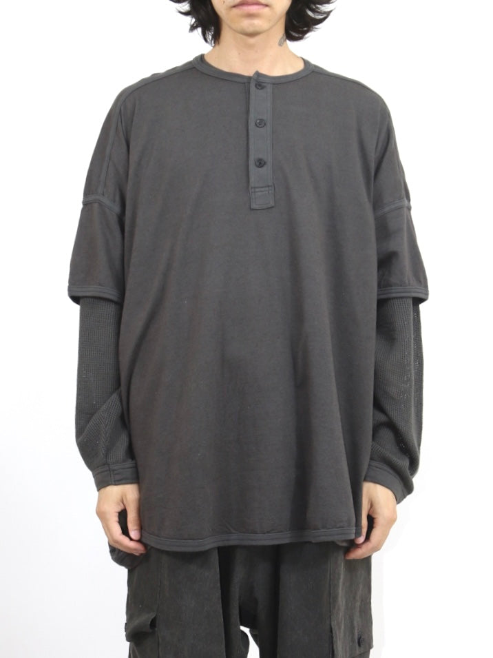 HENLEY TEE【O21TS3】OFF BLACK