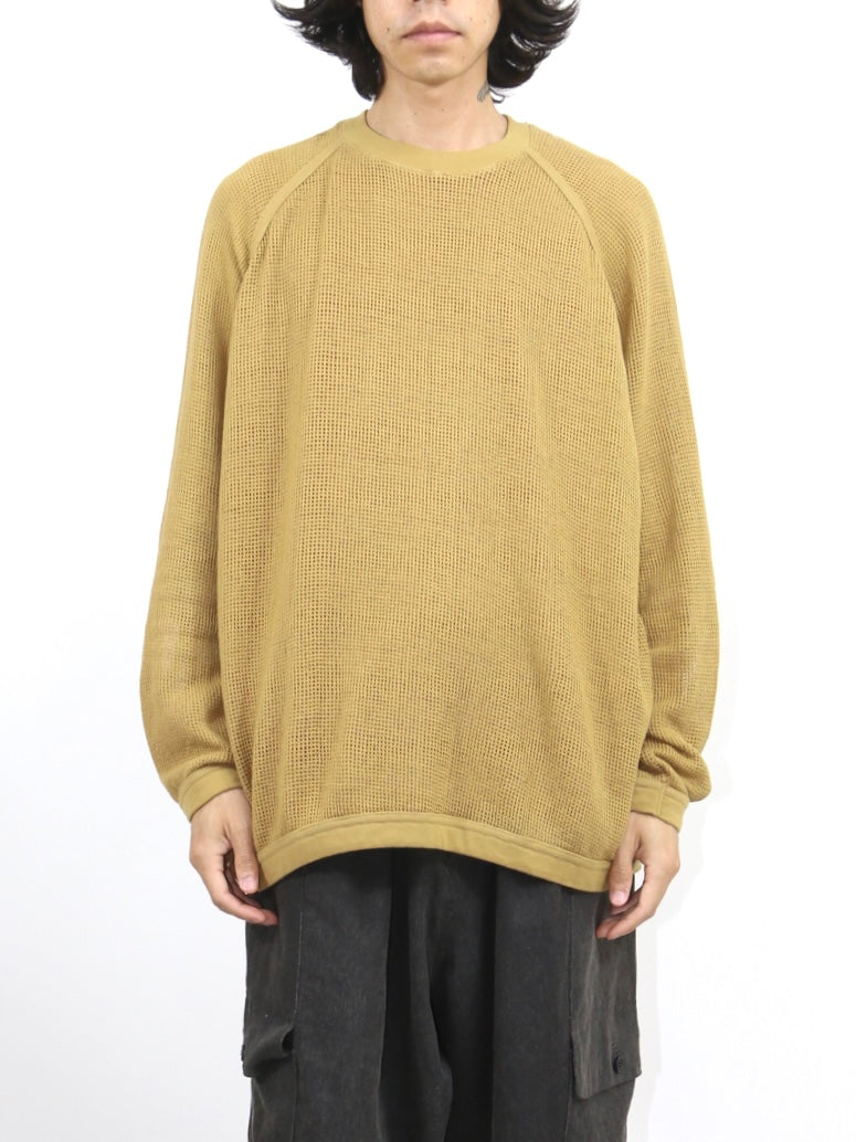 LONG SLEEVE MESH TEE【O21TS4M】YELLOW OLIVE