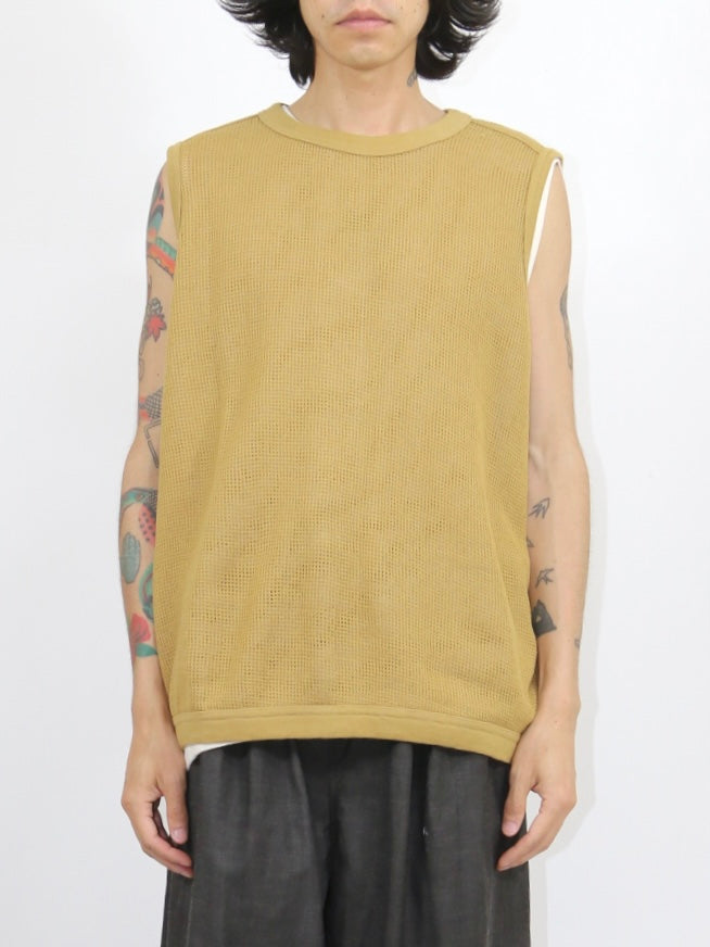 SLEEVELESS MESH TEE【O21TS2M】YELLOW OLIVE