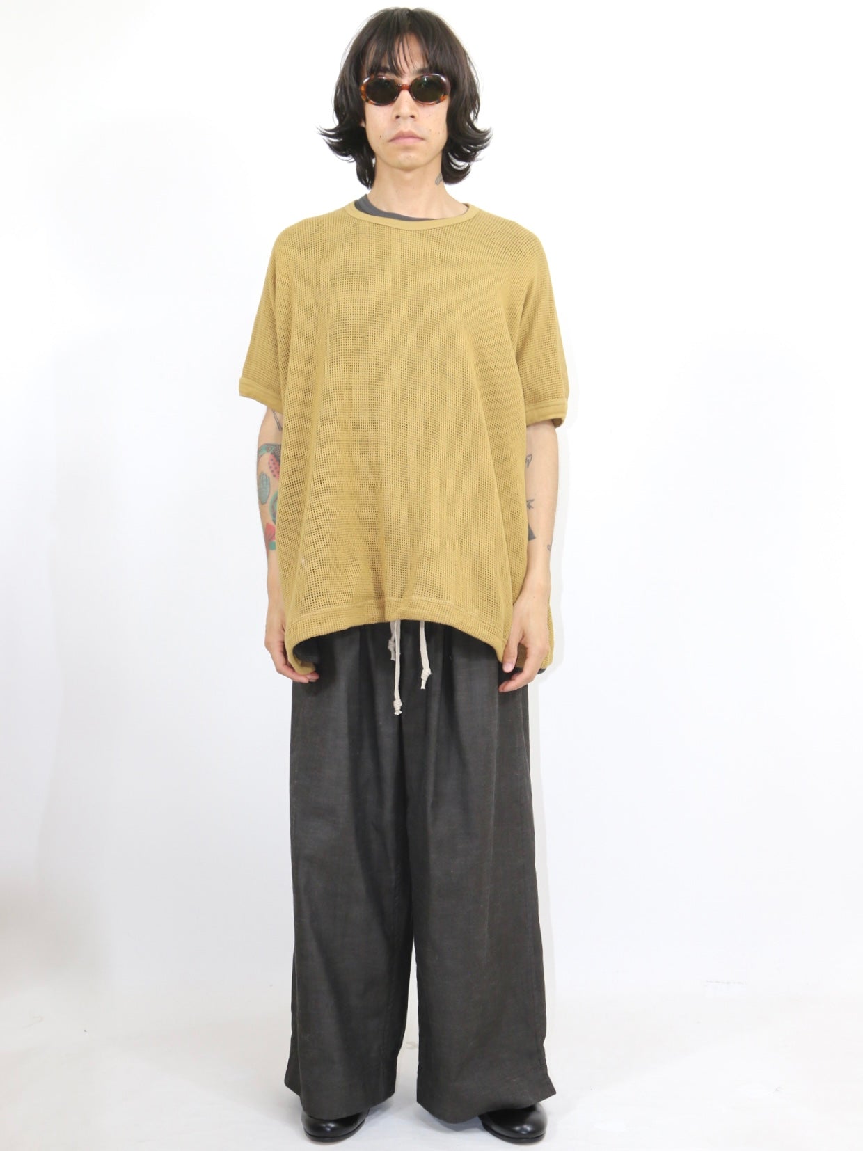 BALLOON MESH TEE【O21TS1M】YELLOW OLIVE