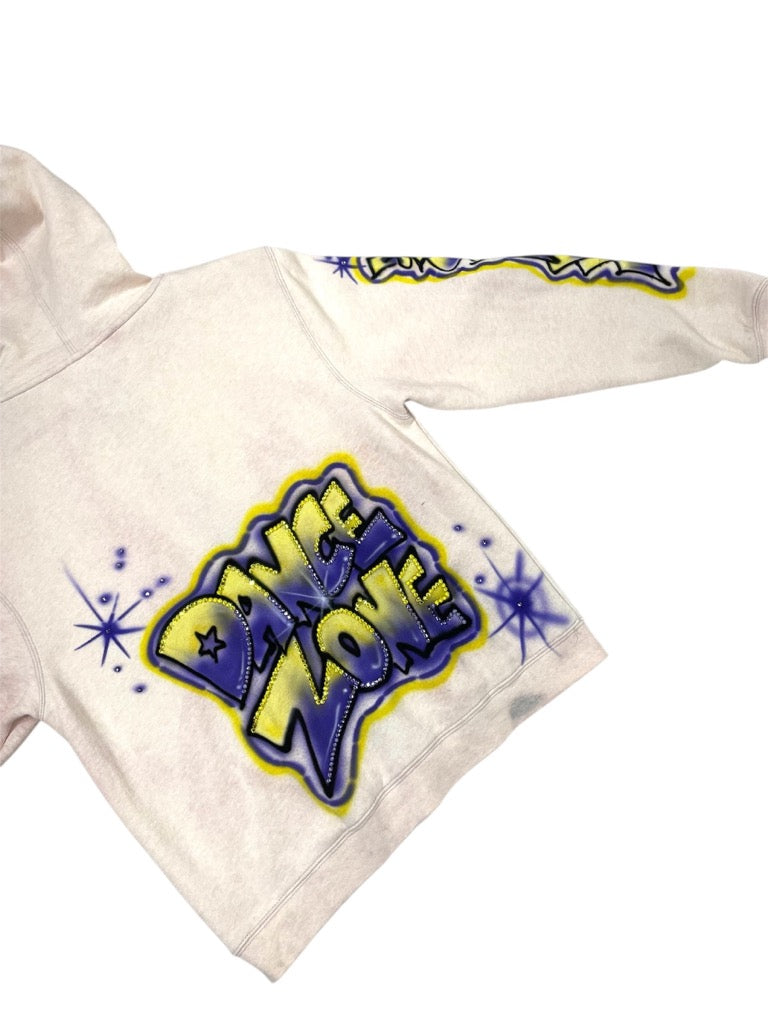 DANCE ZONE rhinestone & hand painted hoodie