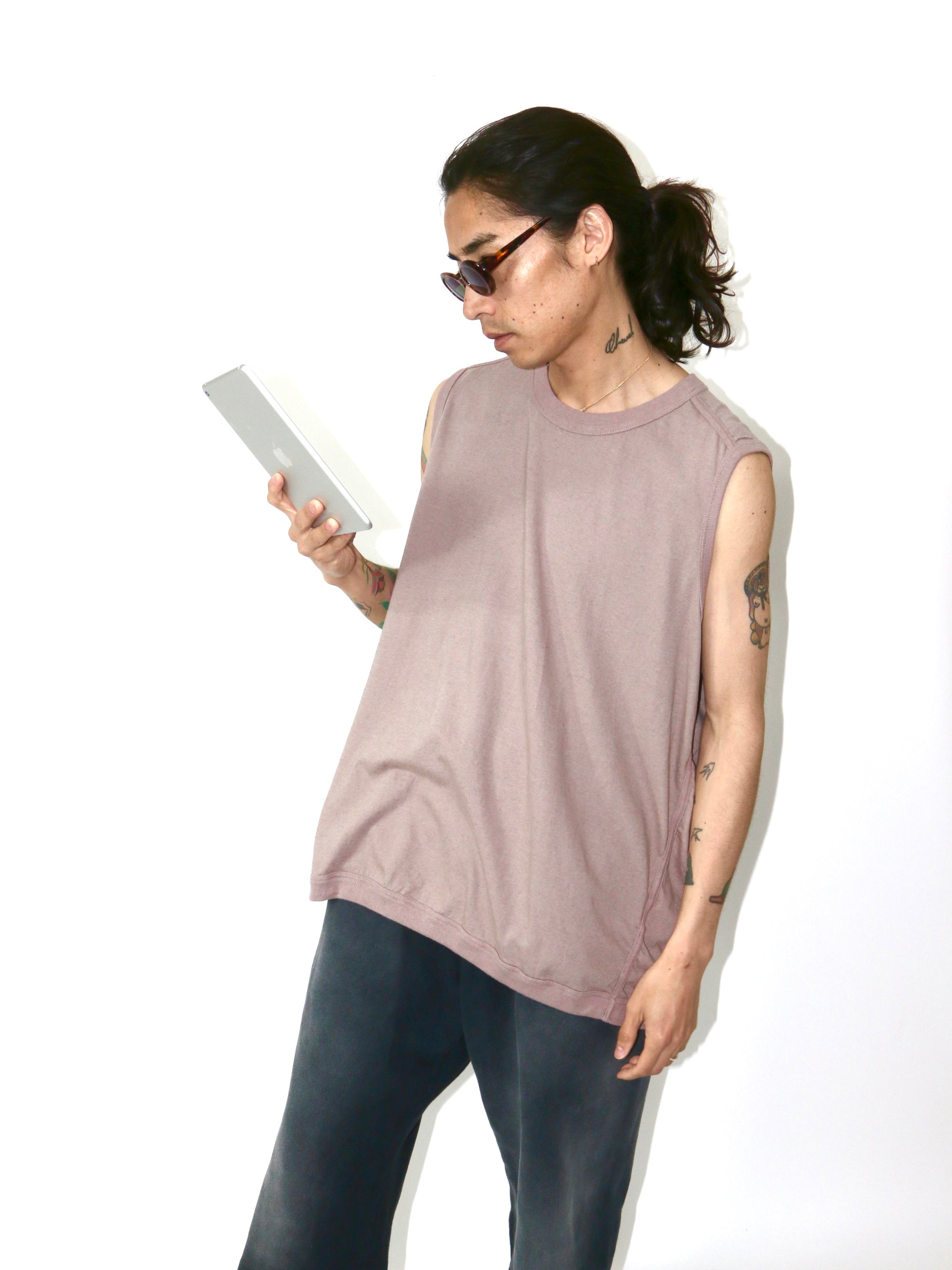 SLEEVELESS TEE【O19TT1】DUSTY PINK