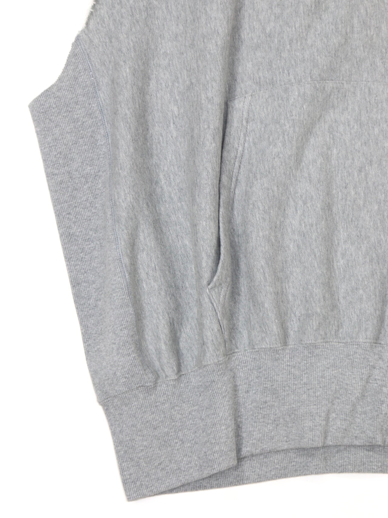 CUT SLEEVE HOODIE【A122】HEATHER GREY