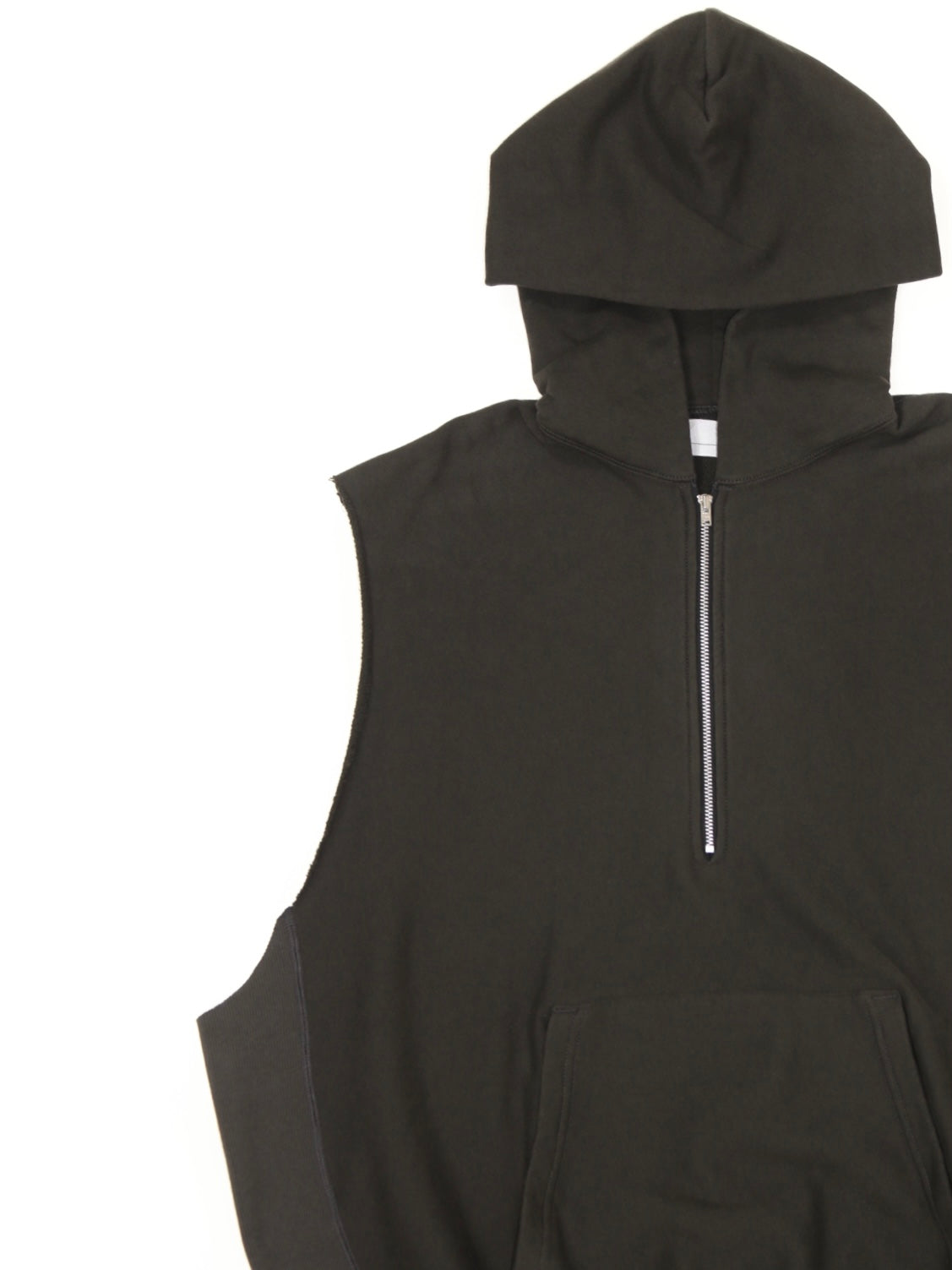 CUT SLEEVE HOODIE【A122】OFF BLACK