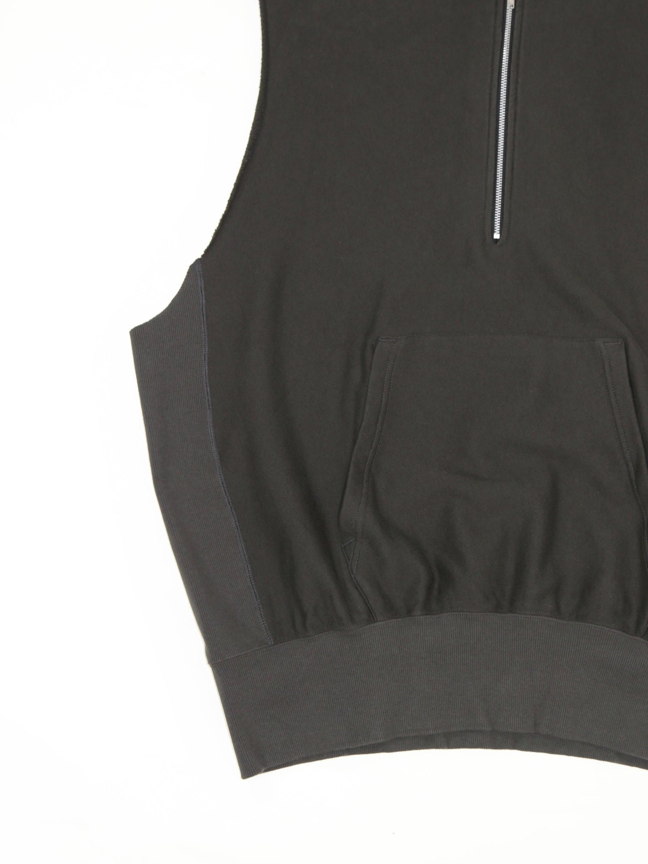 CUT SLEEVE HOODIE【A122】OFF BLACK