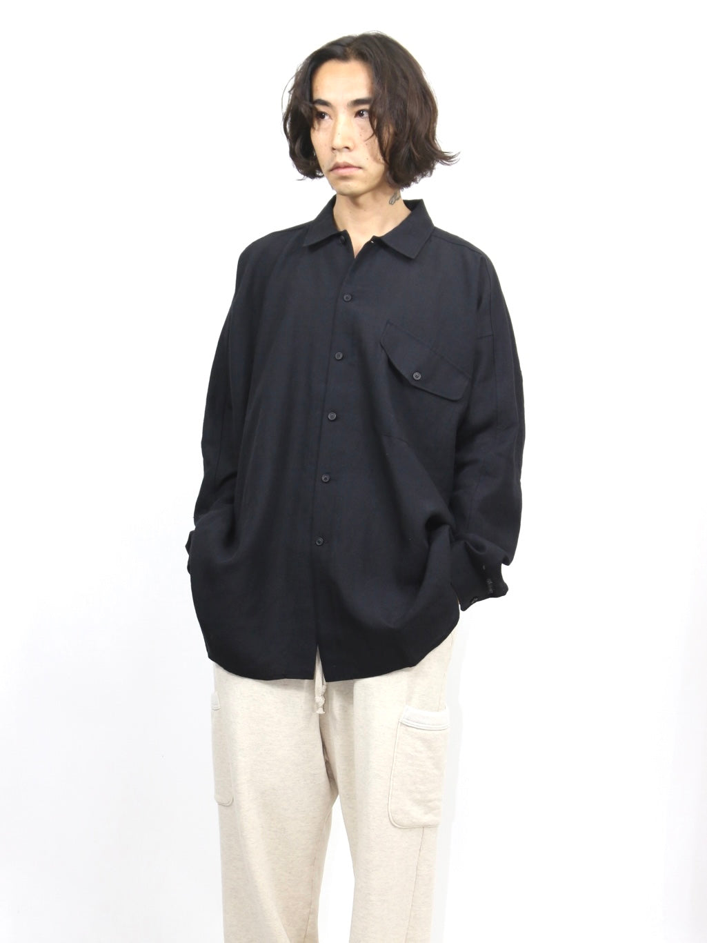 PLAIN LOOSE SHIRT【O22SRT2】BLACK