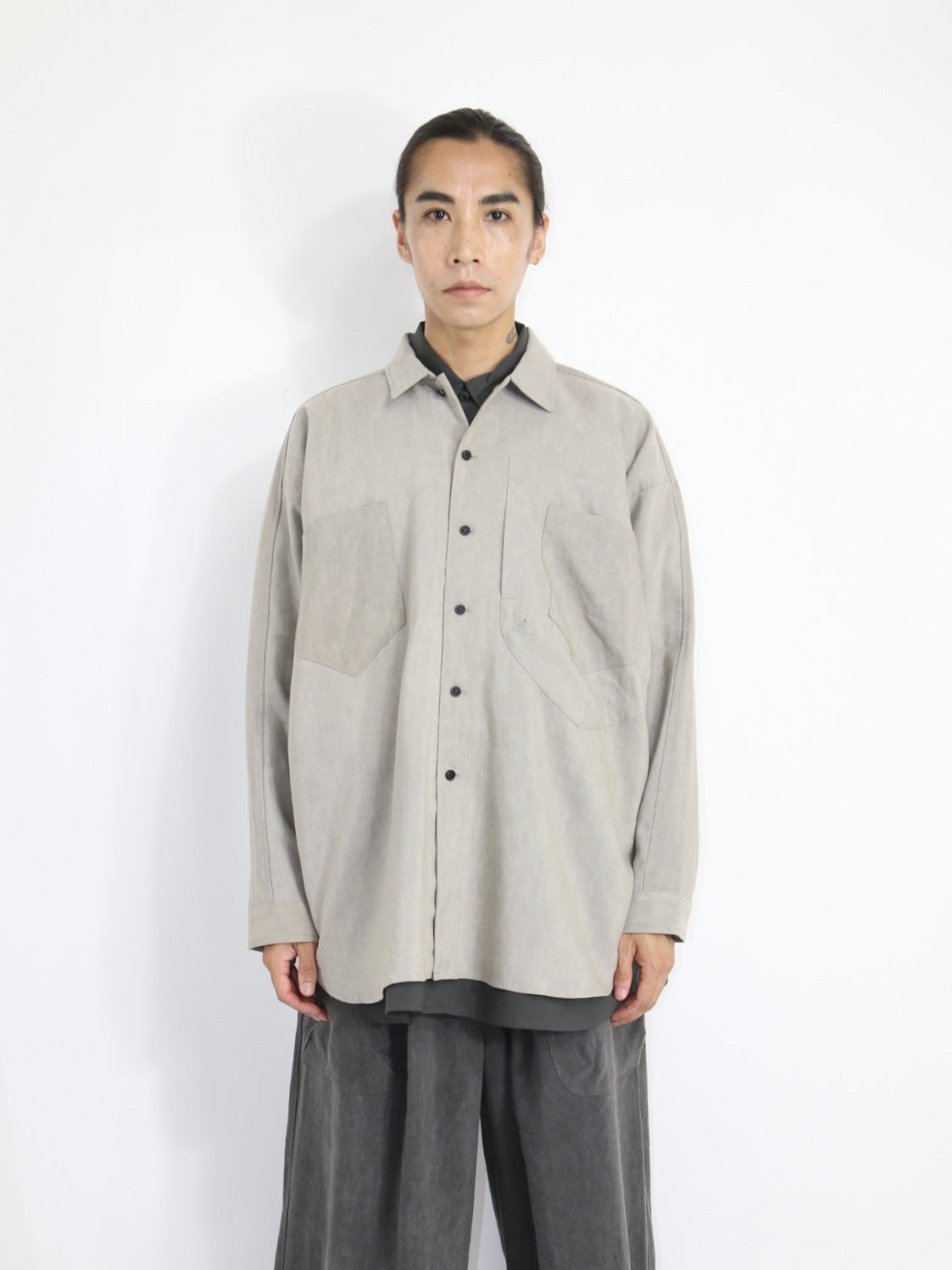 WIDE EASY SHIRT【O20SRT1】SUMI GREY
