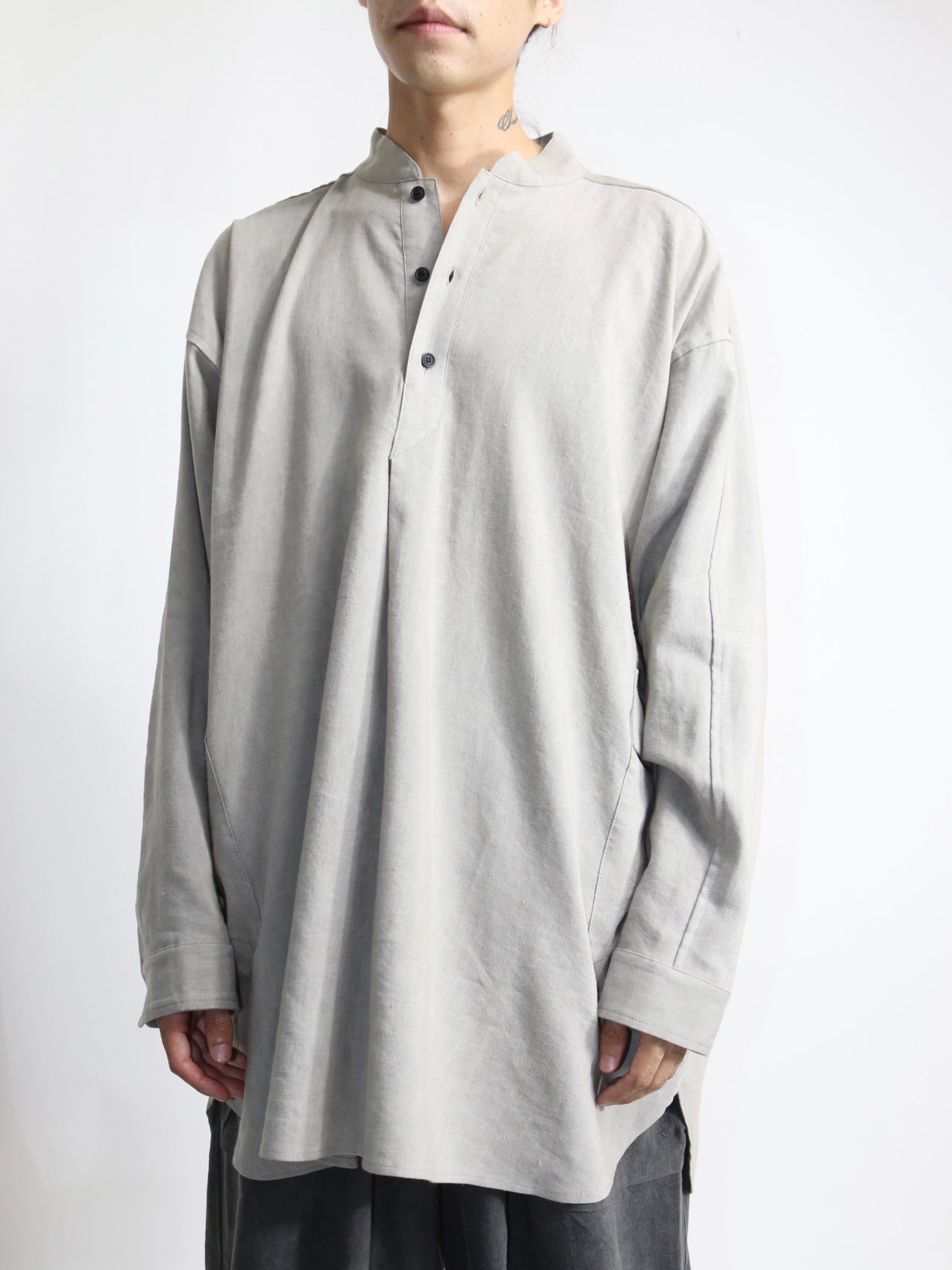 GRANDAD SHIRT【O20SRT2】SUMI GREY