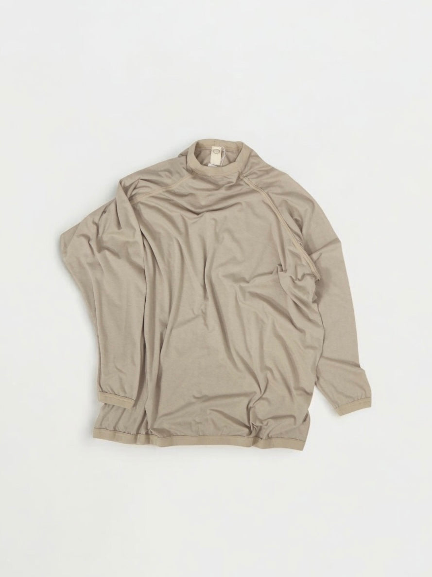 WIDE FIT HIGH NECK TEE【O20TS3】ASH SAND