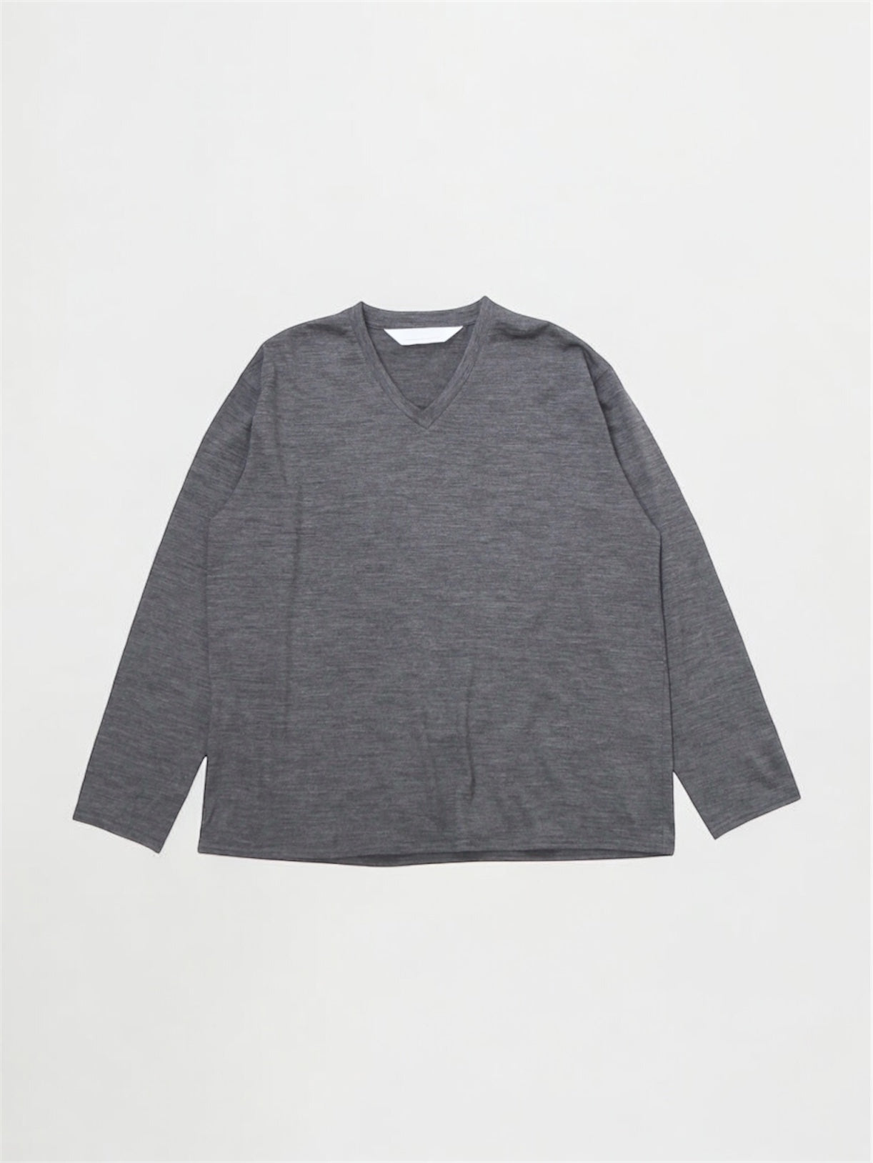 MERINO V NECK【A-107】MID GREY