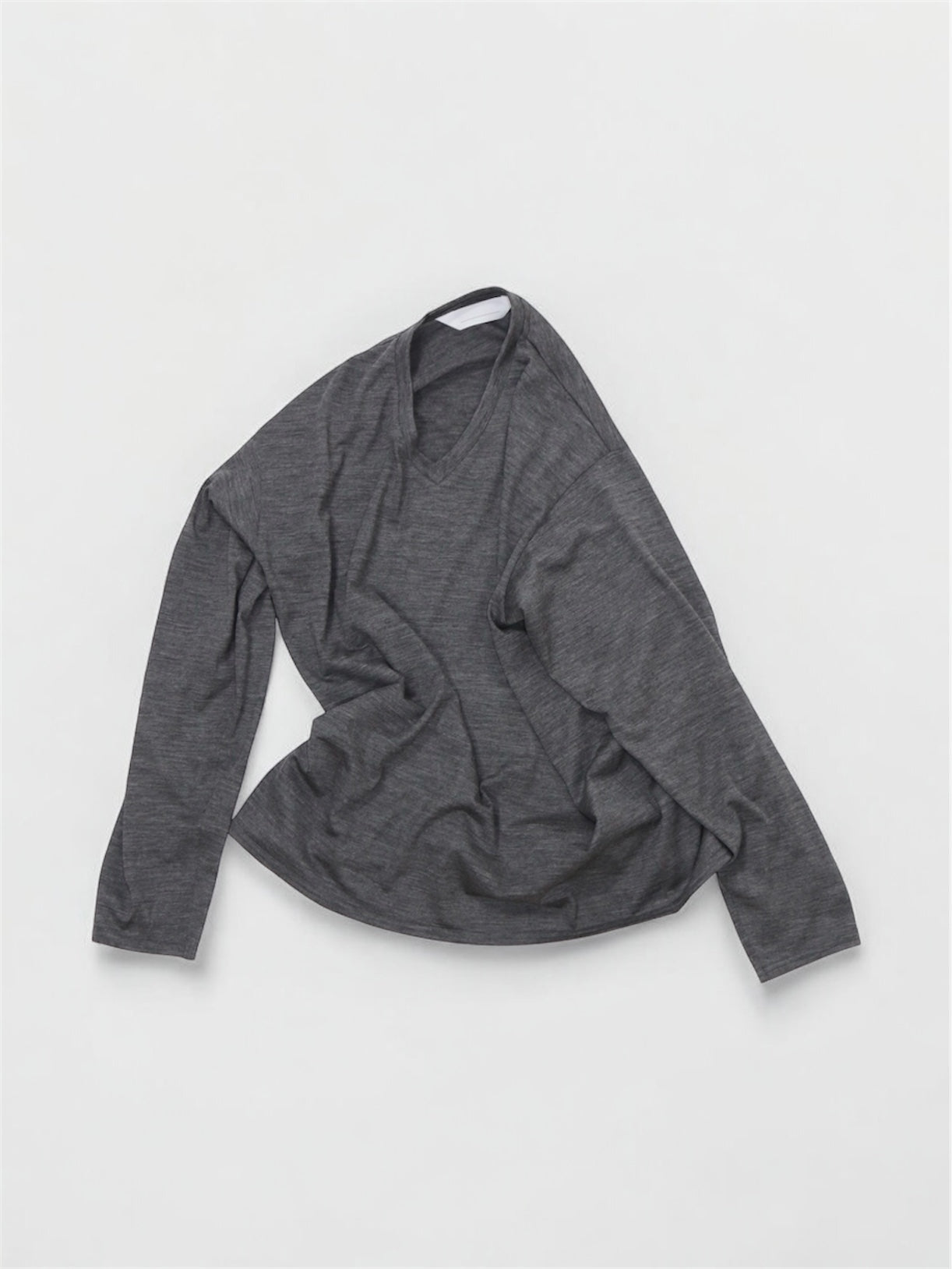 MERINO V NECK【A-107】MID GREY