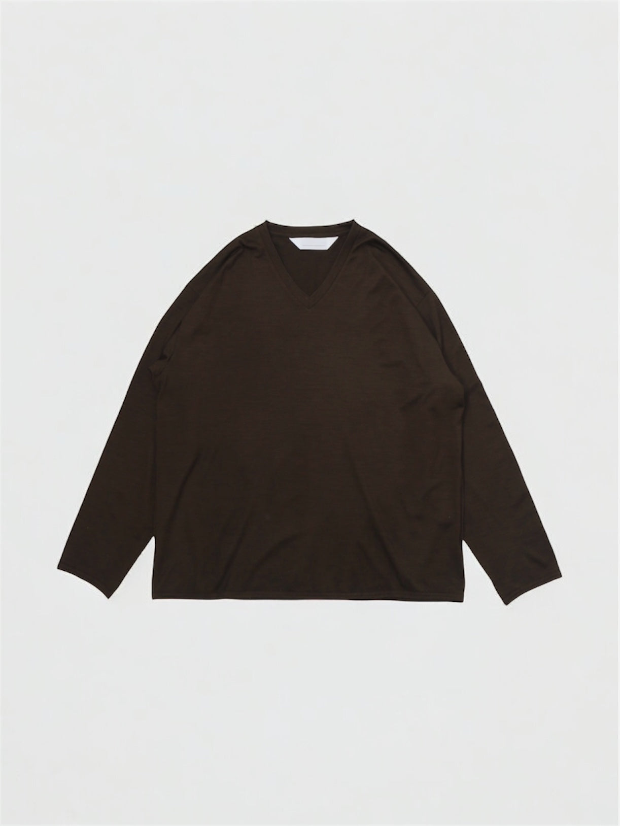 MERINO V NECK【A-107】DK BROWN