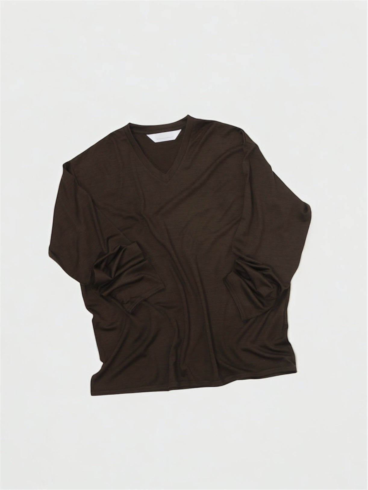 MERINO V NECK【A-107】DK BROWN