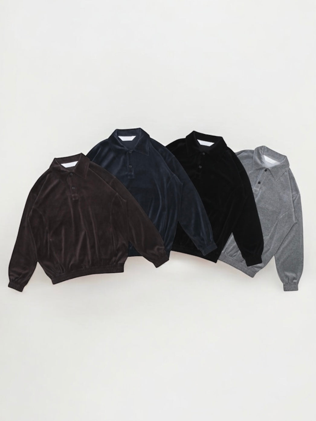 VELOUR POLO【A-95】BLACK
