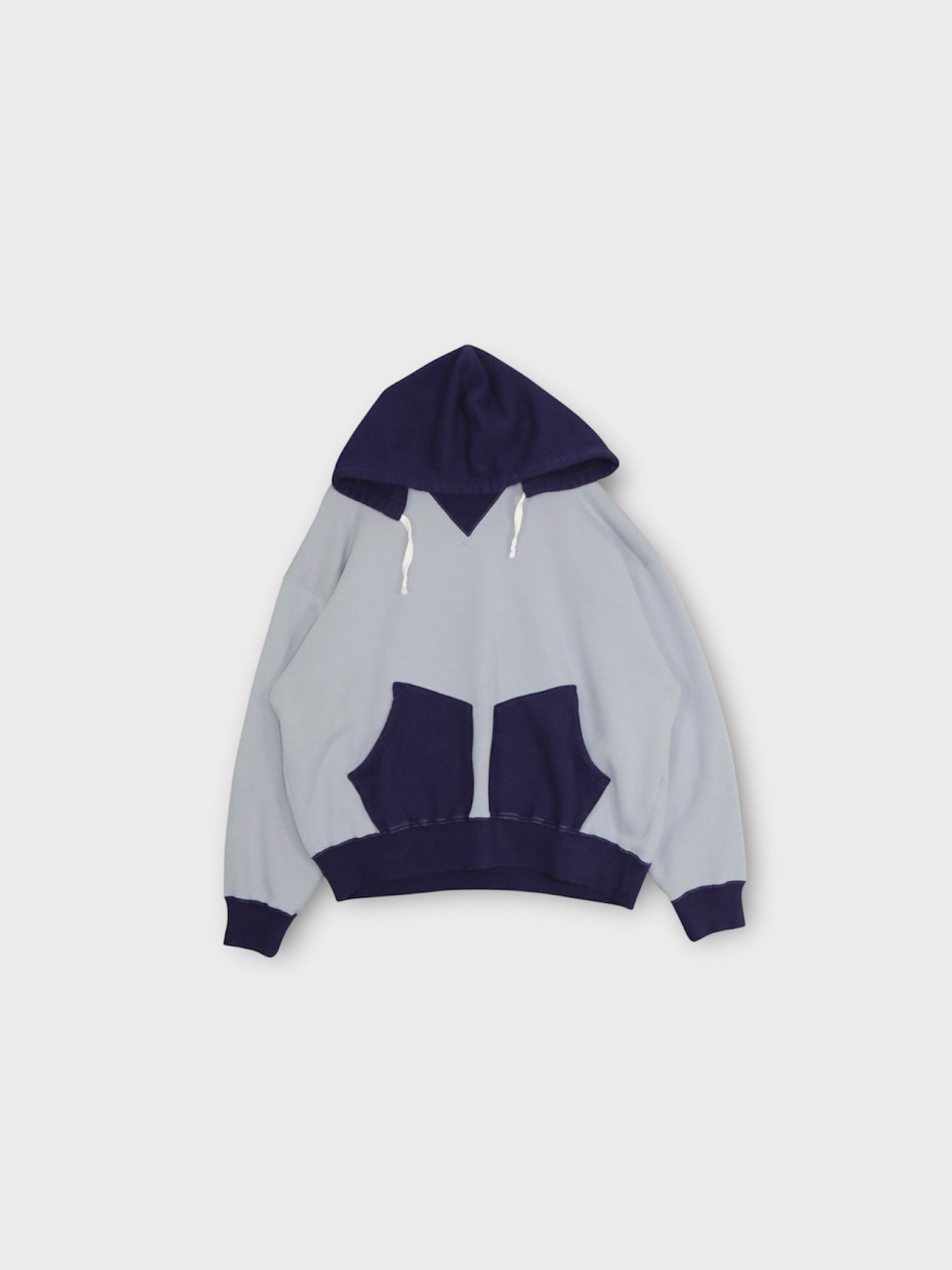 AFTER HOODED SWEAT【A114】DUSTY BLUE/EGGPLANT