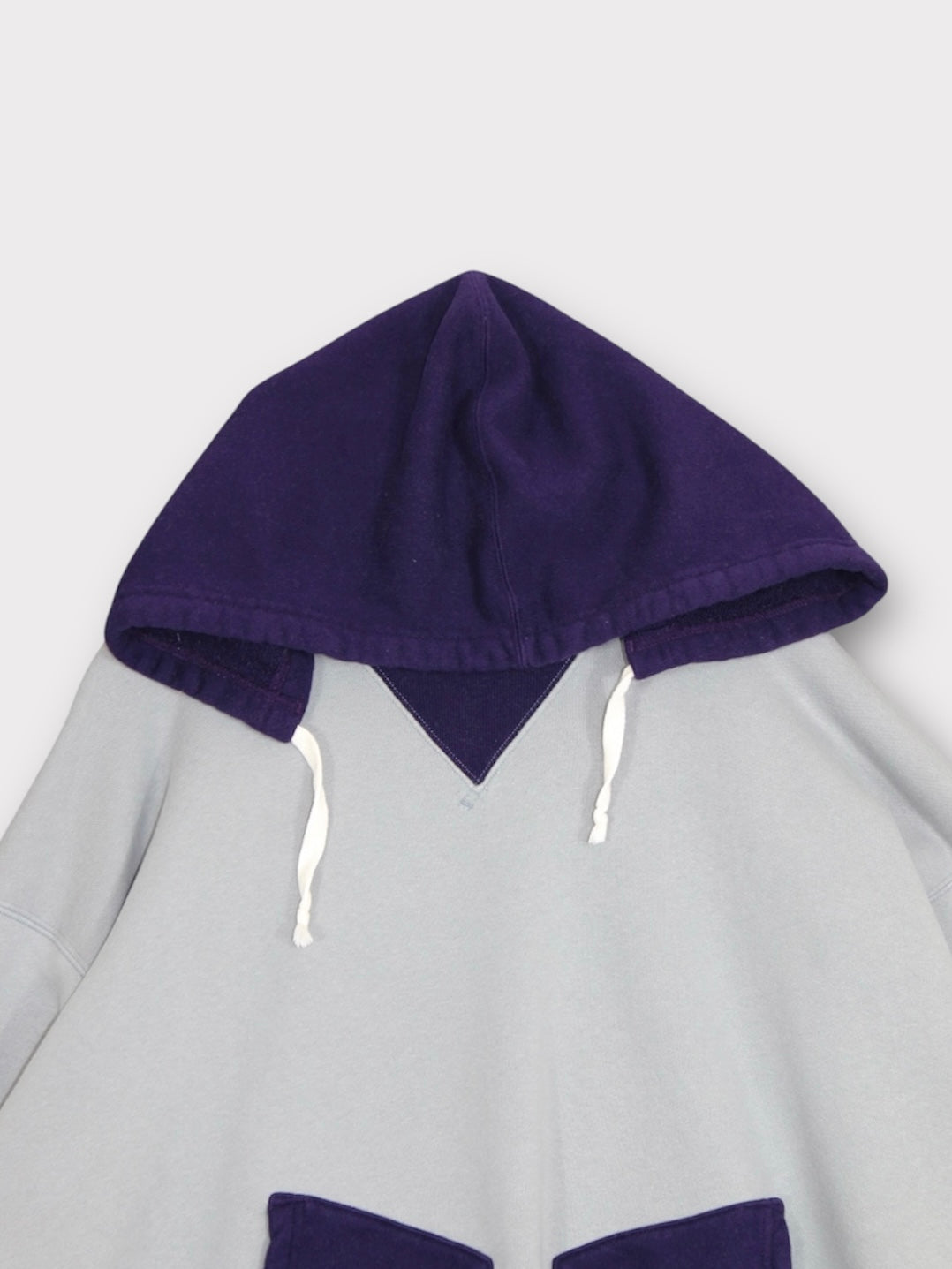 AFTER HOODED SWEAT【A114】DUSTY BLUE/EGGPLANT