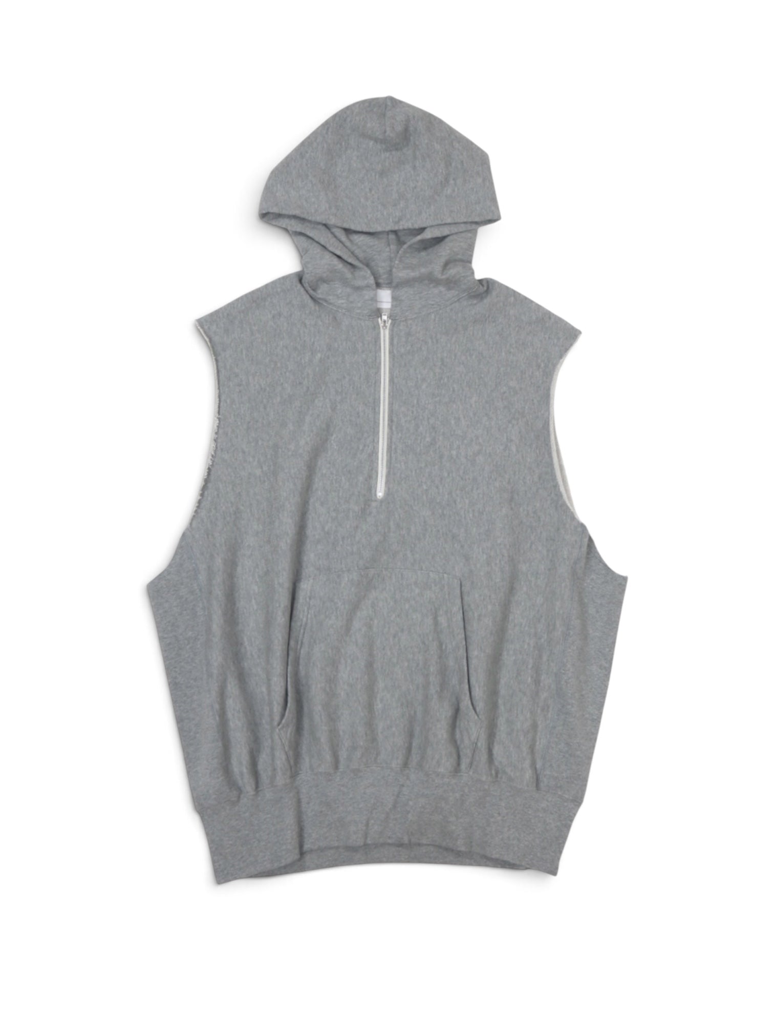 CUT SLEEVE HOODIE【A122】HEATHER GREY
