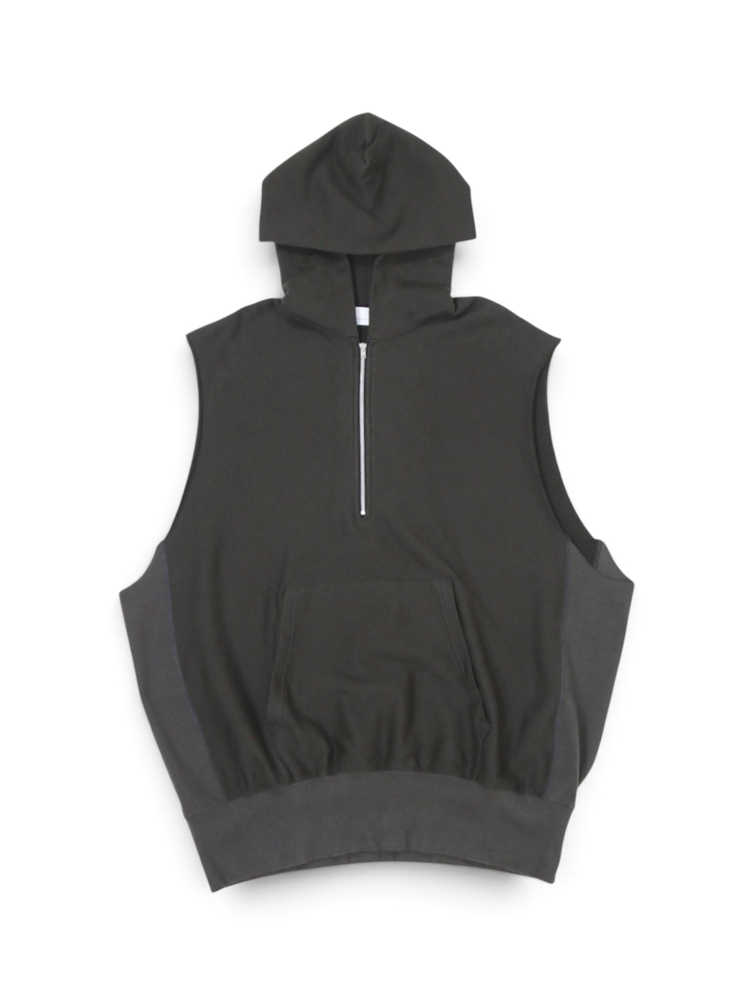 CUT SLEEVE HOODIE【A122】OFF BLACK